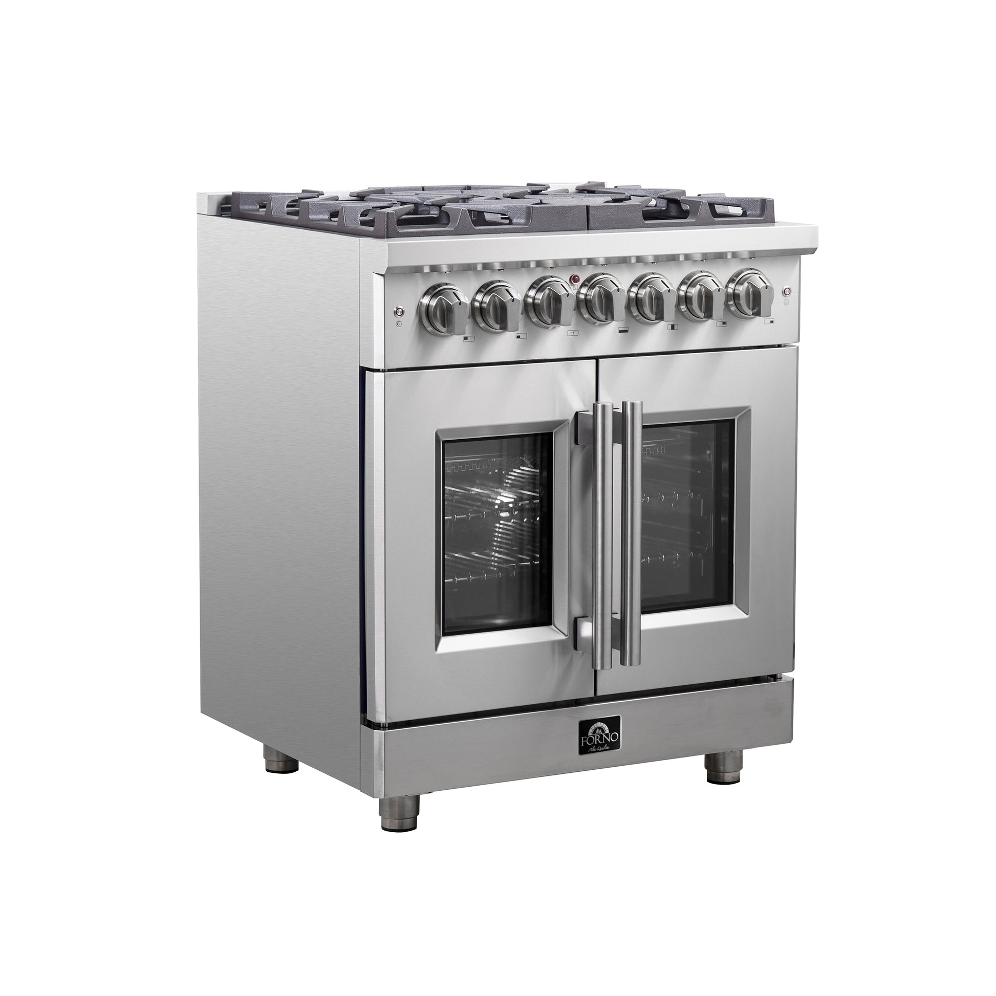 Cuisinière mixte Forno Massimo 30 pouces autoportante à porte française, 4 brûleurs, four à convection vraie - Forno Appliances