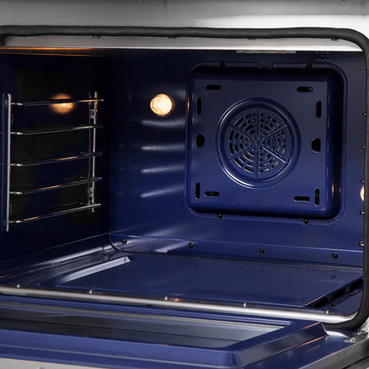 Cuisinière dual fuel autoportante Forno Massimo de 48 pouces avec portes françaises, 8 brûleurs, four à convection véritable - Forno Appliances
