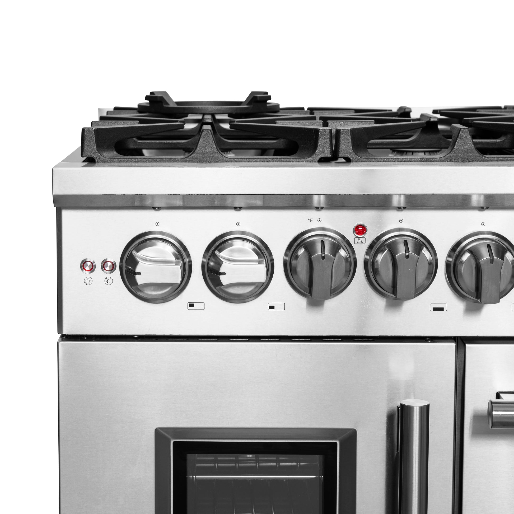 Forno Massimo cuisinière autonome 48 pouces à double combustible, portes françaises, 8 brûleurs, four à convection véritable - Forno Appliances
