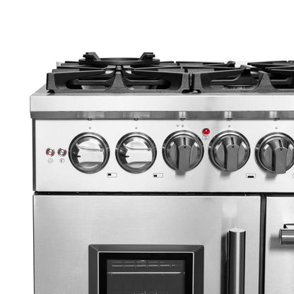 Forno Massimo cuisinière autonome 48 pouces à double combustible, portes françaises, 8 brûleurs, four à convection véritable - Forno Appliances