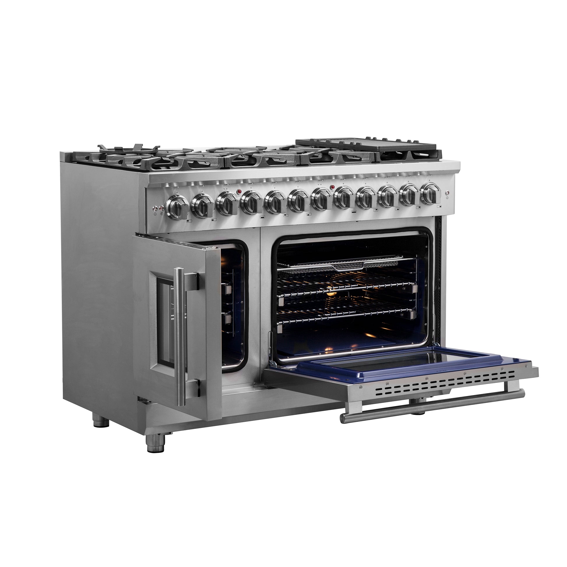 alt
Cuisinière double combustible Forno Massimo 48 pouces à poser, portes françaises, 8 brûleurs, four à convection réelle - Forno Appliances