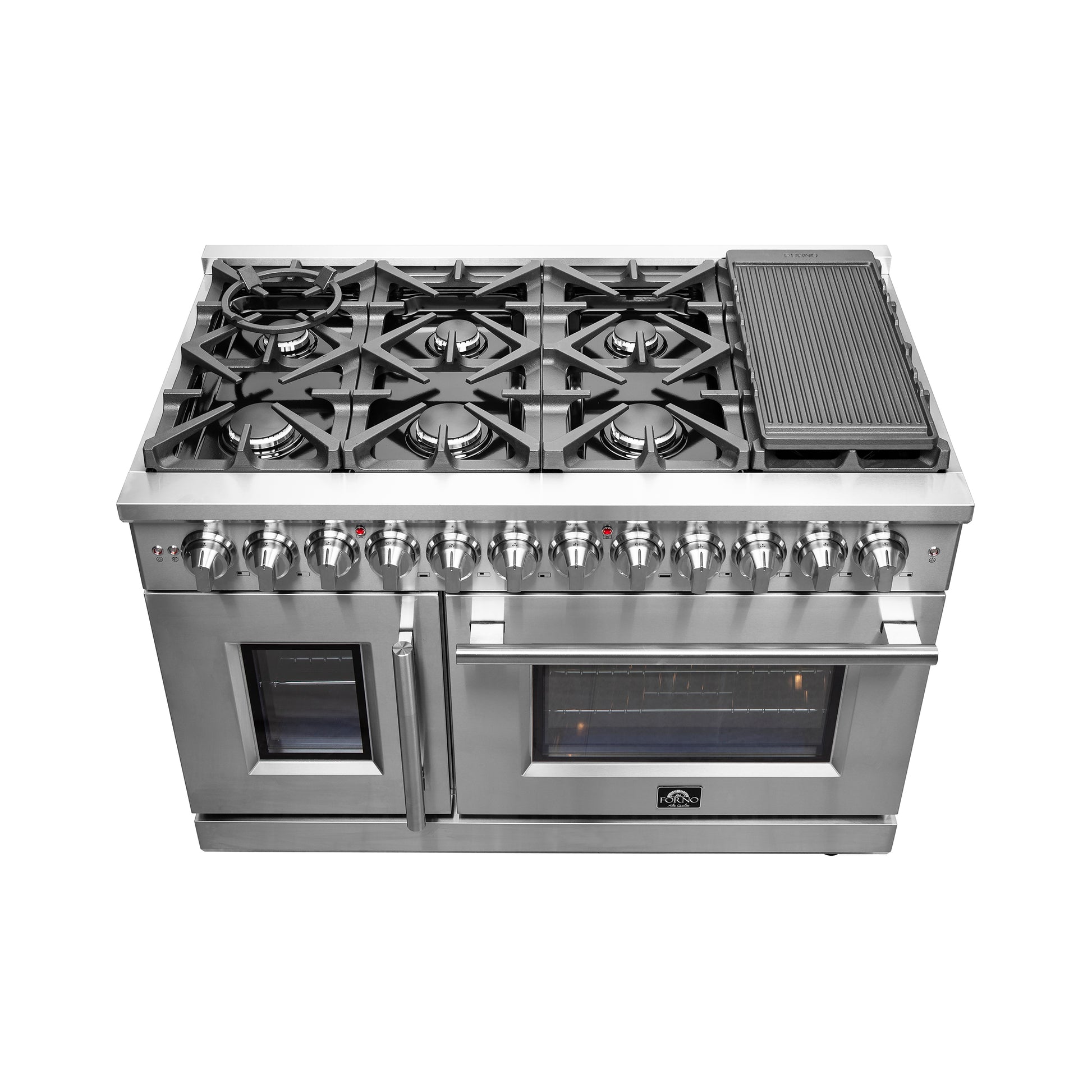 alt
Cuisinière biénergie autoportante Forno Massimo de 48 pouces avec porte française, 8 brûleurs, four à vraie convection - Forno Appliances