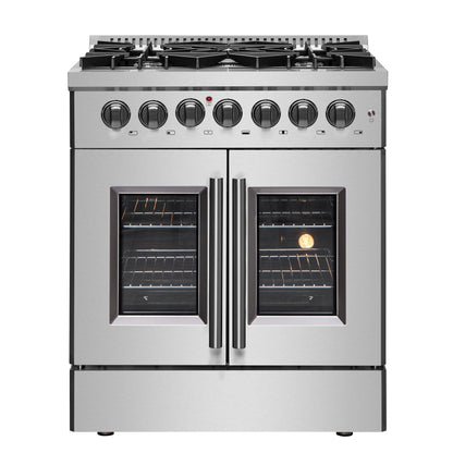 alt
Cuisinière double combustible Forno Galiano 30 po à porte française, tout inox, 5 brûleurs scellés 68 000 BTU, four à convection réelle de 4,32 pi³ - Forno Appliances