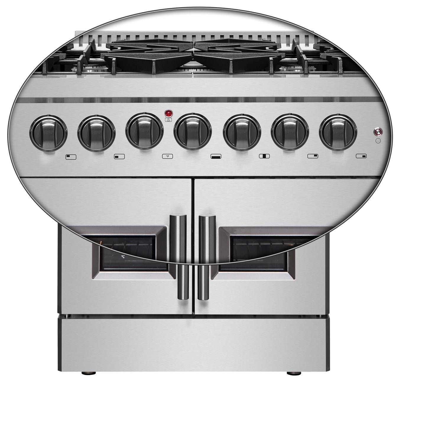 Cuisinière dual fuel Forno Galiano 30-inch à portes françaises, acier inoxydable, 5 brûleurs scellés 68,000 BTU, four à convection véritable 4.32 cu.ft. - Forno Appliances