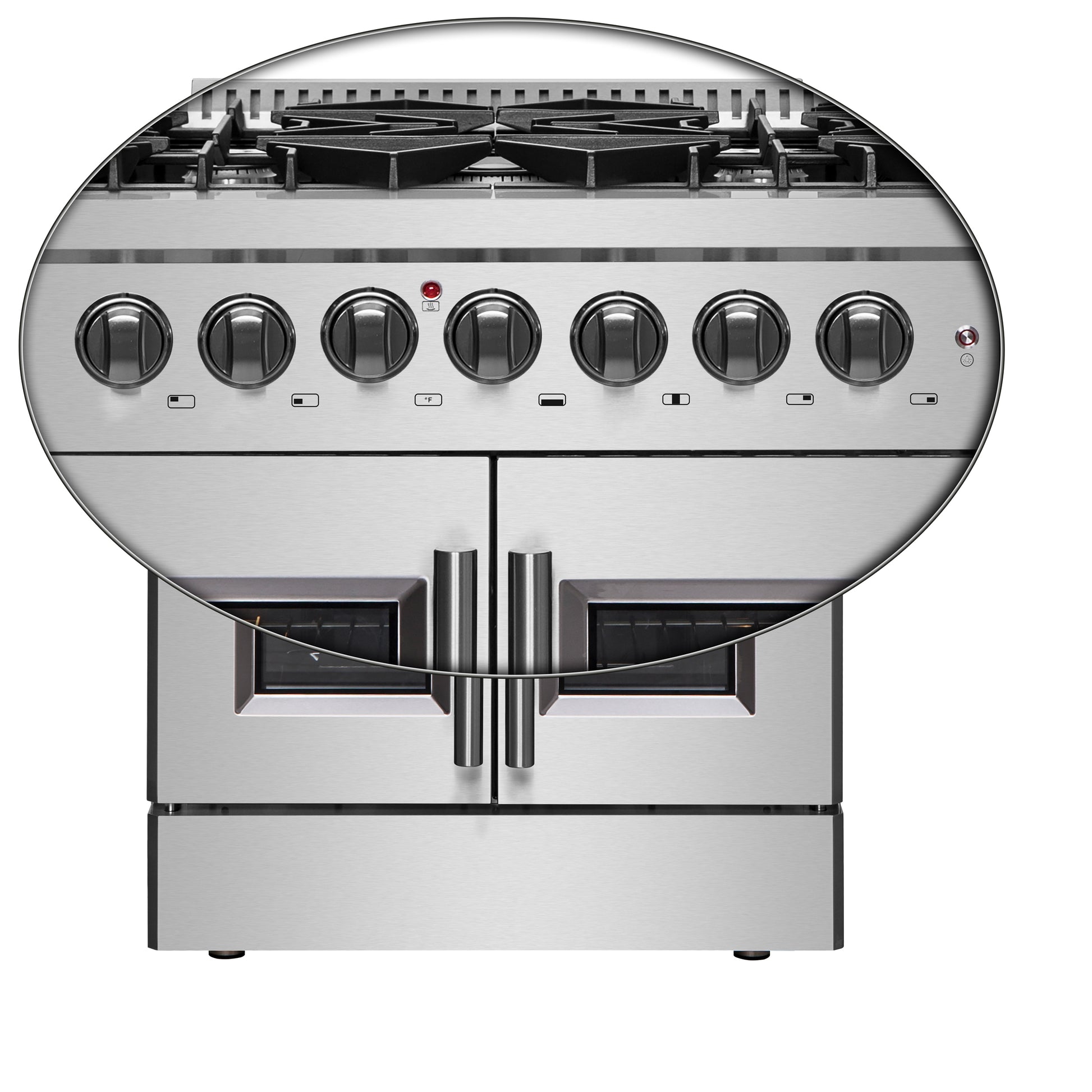 Cuisinière dual fuel Forno Galiano 30-inch à portes françaises, acier inoxydable, 5 brûleurs scellés 68,000 BTU, four à convection véritable 4.32 cu.ft. - Forno Appliances