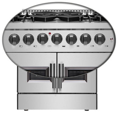Cuisinière dual fuel Forno Galiano 30-inch à portes françaises, acier inoxydable, 5 brûleurs scellés 68,000 BTU, four à convection véritable 4.32 cu.ft. - Forno Appliances