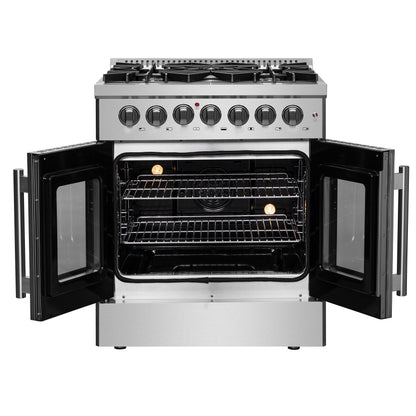 alt
Cuisinière mixte Forno Galiano 30 pouces avec porte française, tout inox, 5 brûleurs scellés 68 000 BTU, four à convection véritable de 4,32 pi³ - Forno Appliances