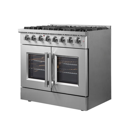 Forno Galiano 36" Freestanding French Door Dual Fuel Range - Forno Appliances