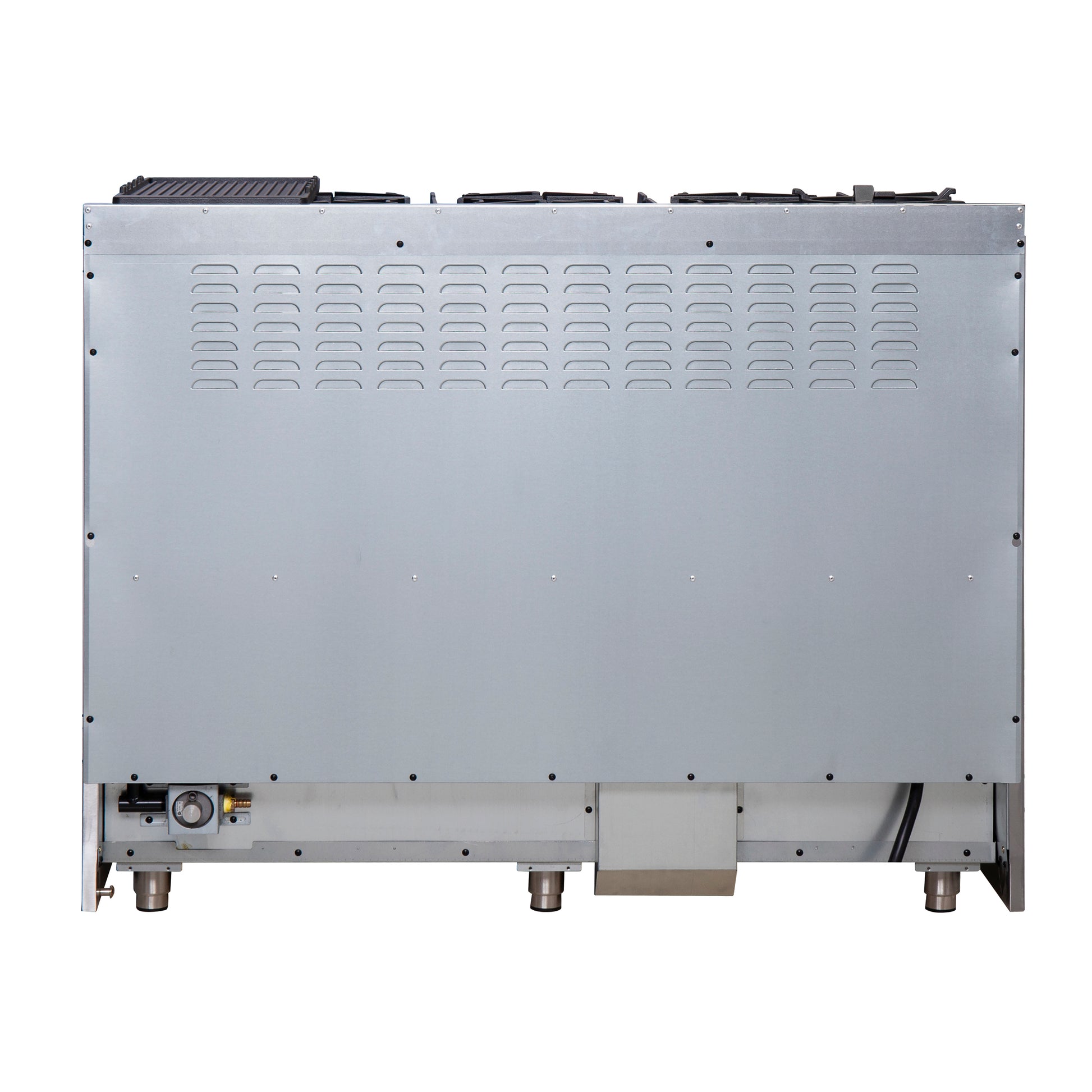 FORNO Galiano cuisinière à double combustible 48 pouces à portes françaises, tout inox, 8 brûleurs scellés, 107 000 BTU, plaque chauffante, double four 6,58 pi³ - Forno Appliances