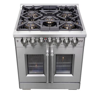 Forno Capriasca 30-Inch Freestanding French Door Dual Fuel Range, 4 Burners, True Convection Oven - Forno Appliances
