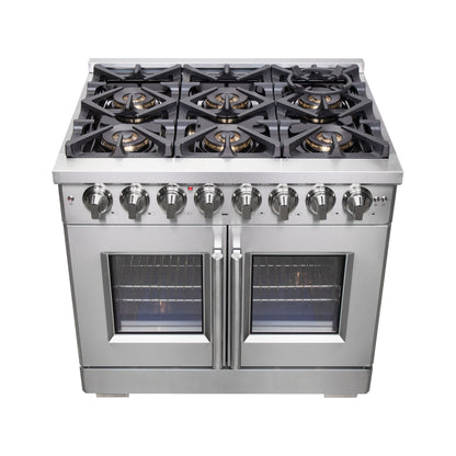 Forno Capriasca 36-Inch Freestanding French Door Dual Fuel Range, 6 Burners, True Convection Oven - Forno Appliances