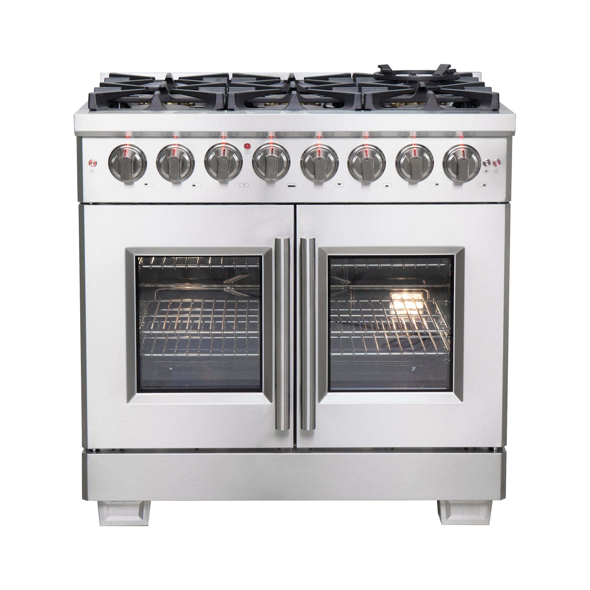 Forno Capriasca 36-Inch Freestanding French Door Dual Fuel Range, 6 Burners, True Convection Oven - Forno Appliances