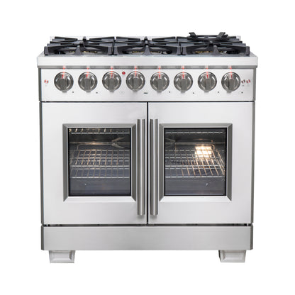 Forno Capriasca 36-Inch Freestanding French Door Dual Fuel Range, 6 Burners, True Convection Oven - Forno Appliances