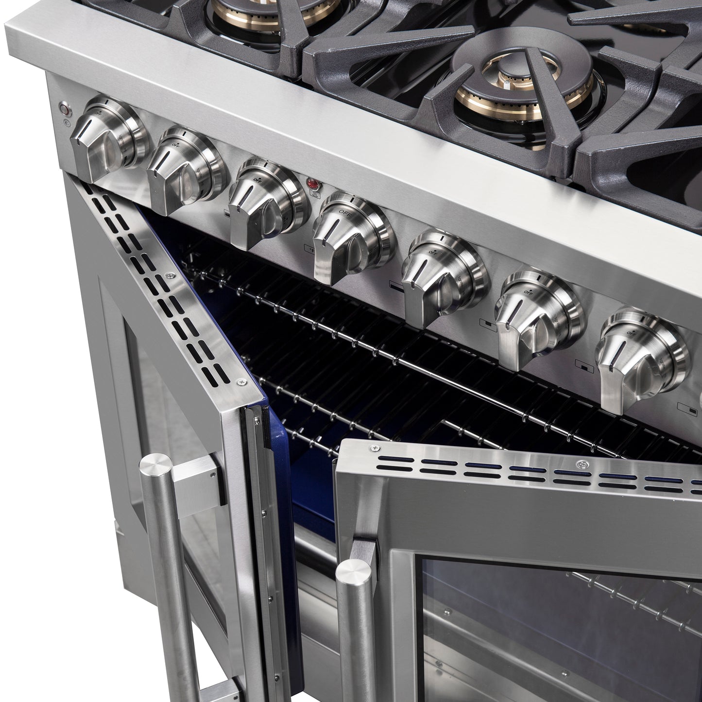 Forno Capriasca 36-Inch Freestanding French Door Dual Fuel Range, 6 Burners, True Convection Oven - Forno Appliances