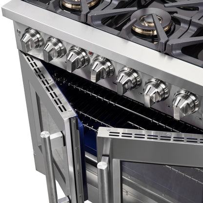 Forno Capriasca 36-Inch Freestanding French Door Dual Fuel Range, 6 Burners, True Convection Oven - Forno Appliances
