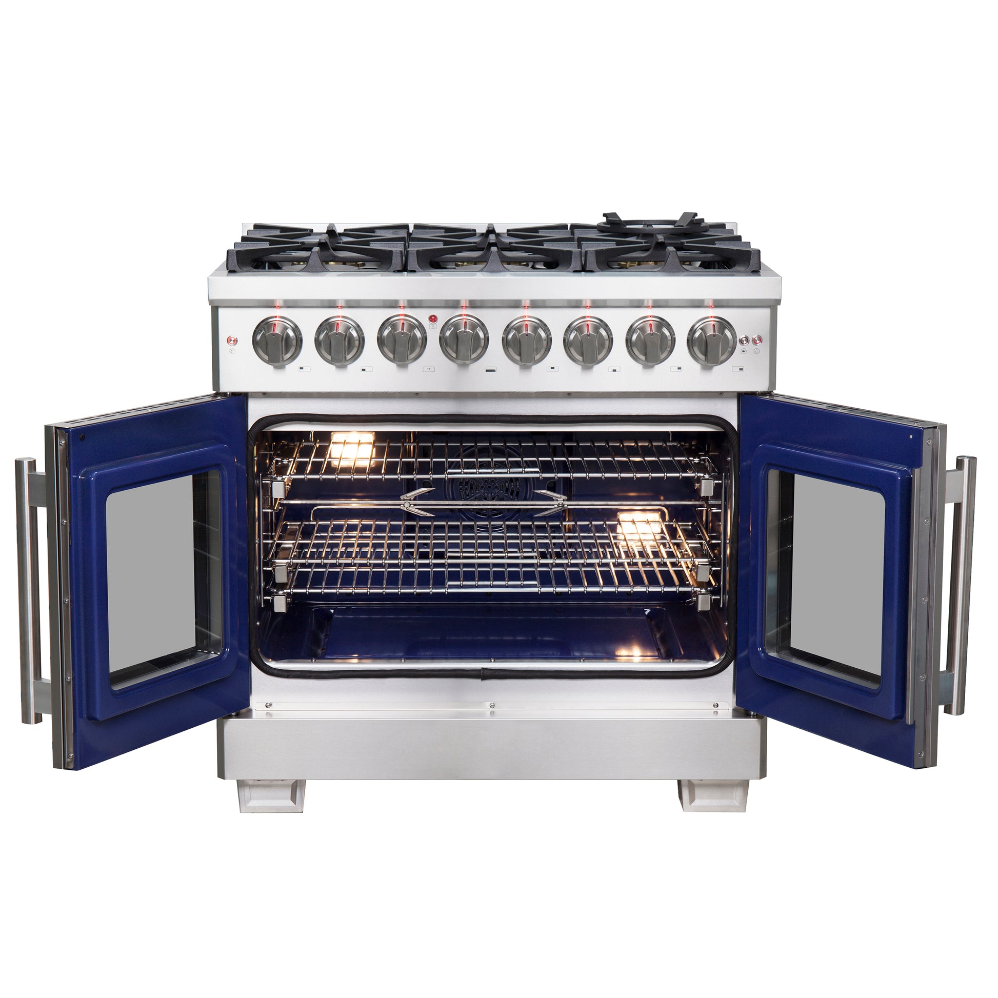 Forno Capriasca 36-Inch Freestanding French Door Dual Fuel Range, 6 Burners, True Convection Oven - Forno Appliances