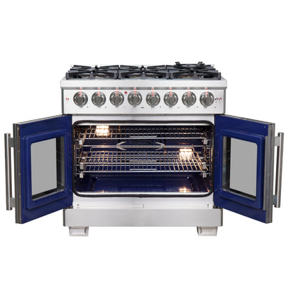 Forno Capriasca 36-Inch Freestanding French Door Dual Fuel Range, 6 Burners, True Convection Oven - Forno Appliances
