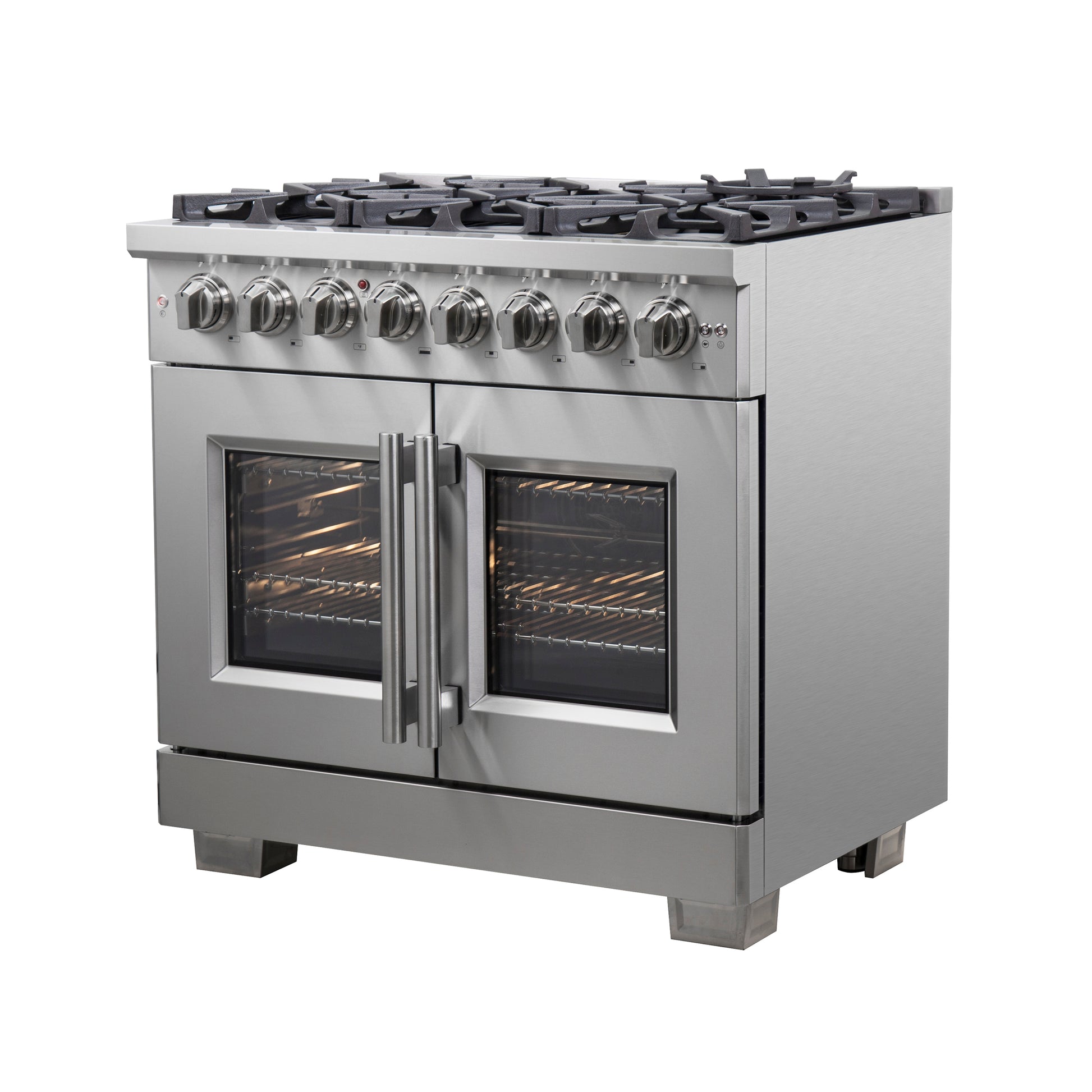 Forno Capriasca 36-Inch Freestanding French Door Dual Fuel Range, 6 Burners, True Convection Oven - Forno Appliances