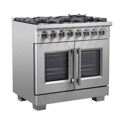 Forno Capriasca 36-Inch Freestanding French Door Dual Fuel Range, 6 Burners, True Convection Oven - Forno Appliances