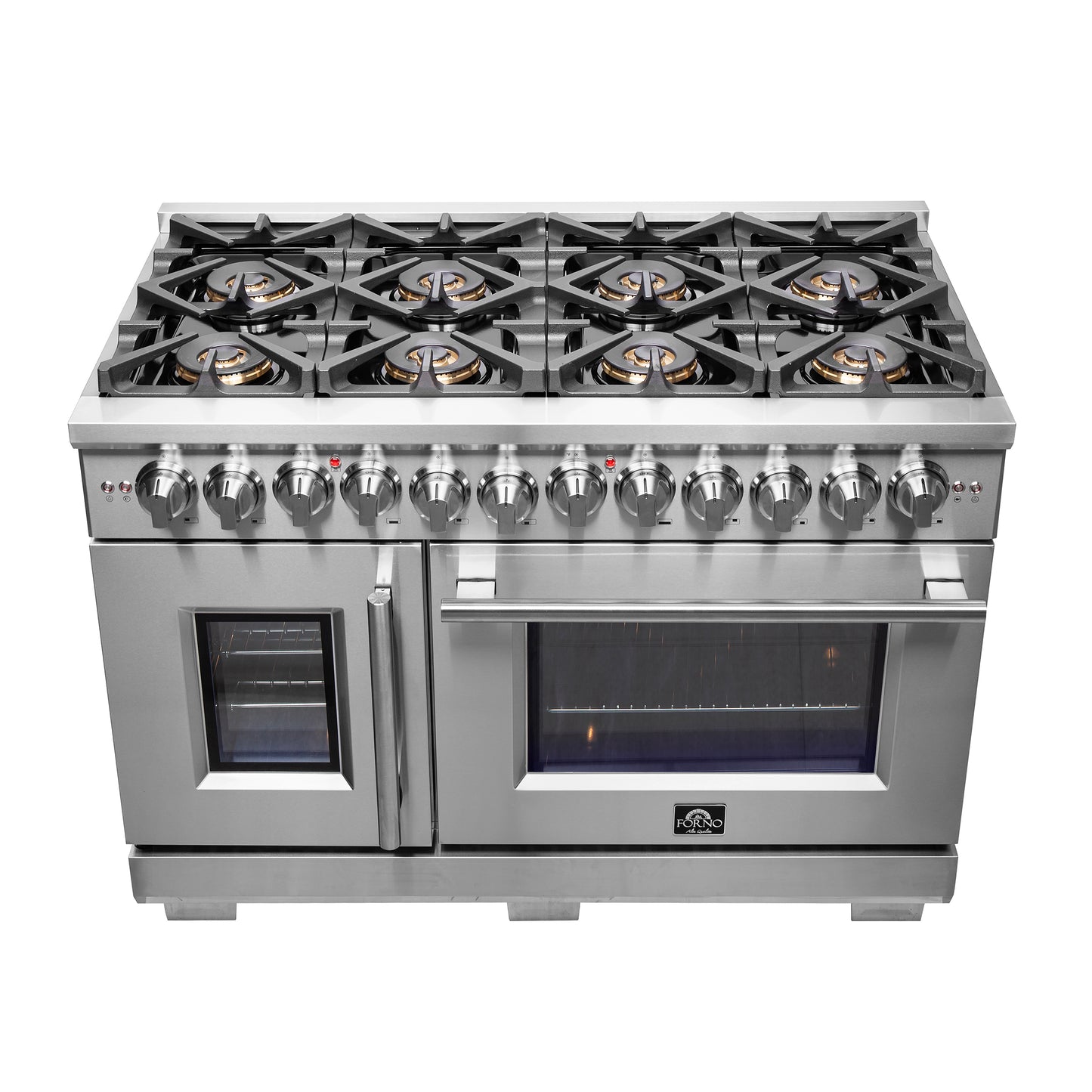 Forno Capriasca 48-Inch Freestanding French Door Dual Fuel Range, 8 Burners, True Convection Oven - Forno Appliances