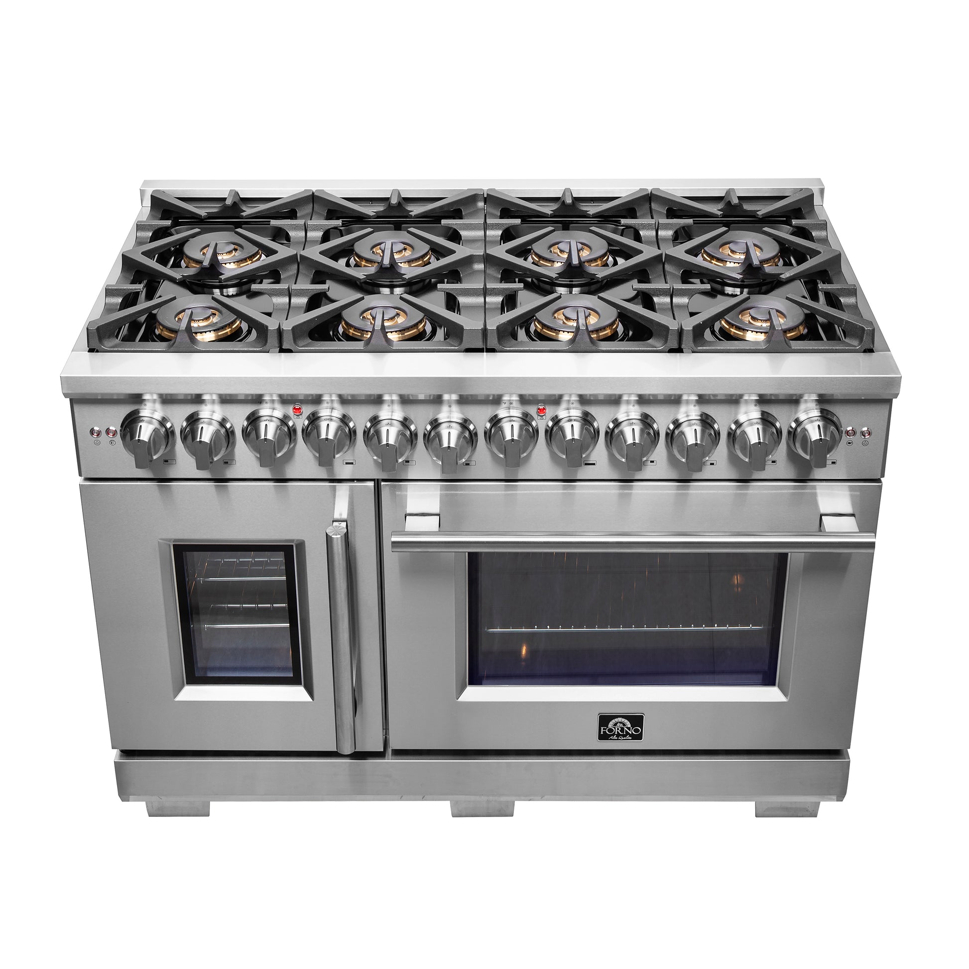 Forno Capriasca 48-Inch Freestanding French Door Dual Fuel Range, 8 Burners, True Convection Oven - Forno Appliances