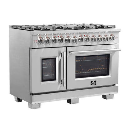 Forno Capriasca 48-Inch Freestanding French Door Dual Fuel Range, 8 Burners, True Convection Oven - Forno Appliances