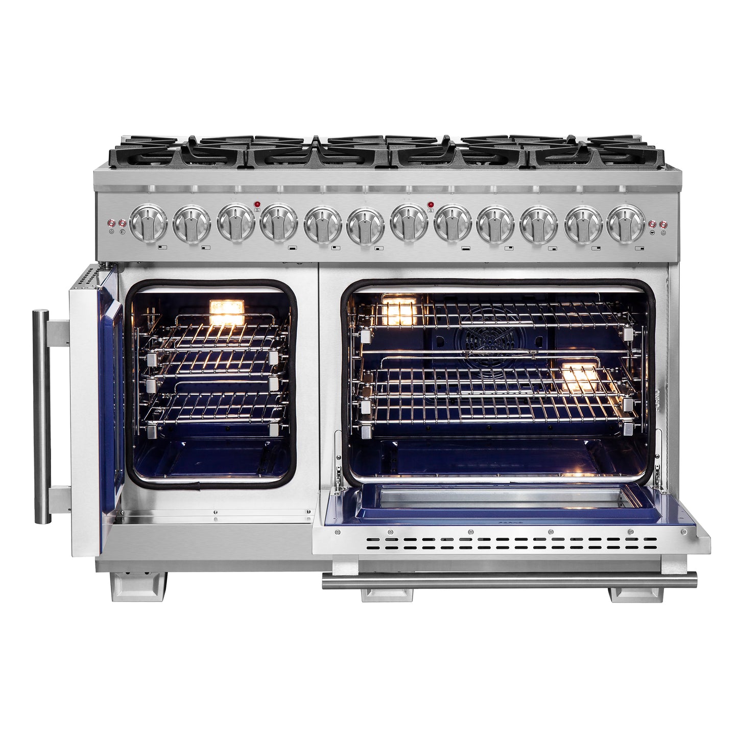 Forno Capriasca 48-Inch Freestanding French Door Dual Fuel Range, 8 Burners, True Convection Oven - Forno Appliances