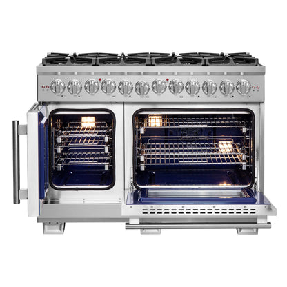 Forno Capriasca 48-Inch Freestanding French Door Dual Fuel Range, 8 Burners, True Convection Oven - Forno Appliances