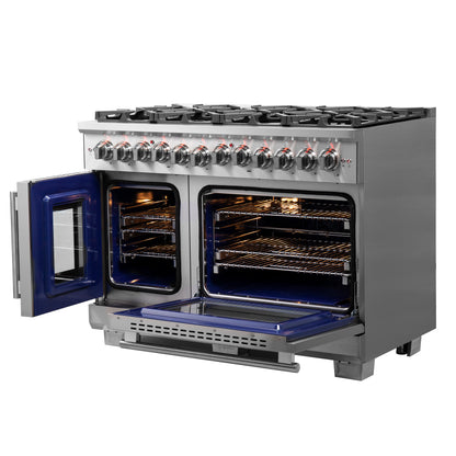 Forno Capriasca 48-Inch Freestanding French Door Dual Fuel Range, 8 Burners, True Convection Oven - Forno Appliances
