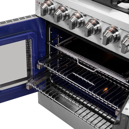 Forno Massimo 30-Inch Freestanding French Door Gas Range, 4 Burners, Convection Oven, Energy Efficient - Forno Appliances