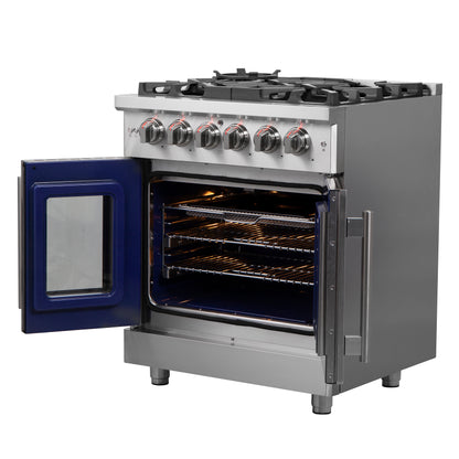 Forno Massimo 30-Inch Freestanding French Door Gas Range, 4 Burners, Convection Oven, Energy Efficient - Forno Appliances