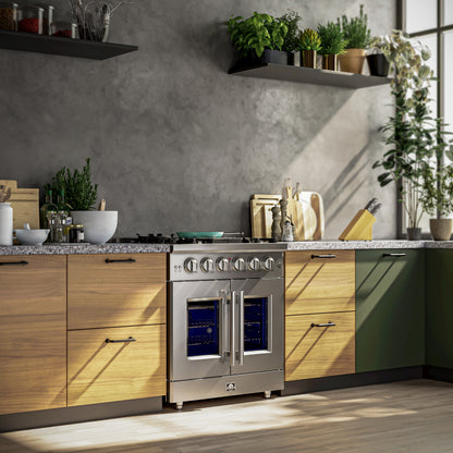 Forno Massimo 30-Inch Freestanding French Door Gas Range, 4 Burners, Convection Oven, Energy Efficient - Forno Appliances