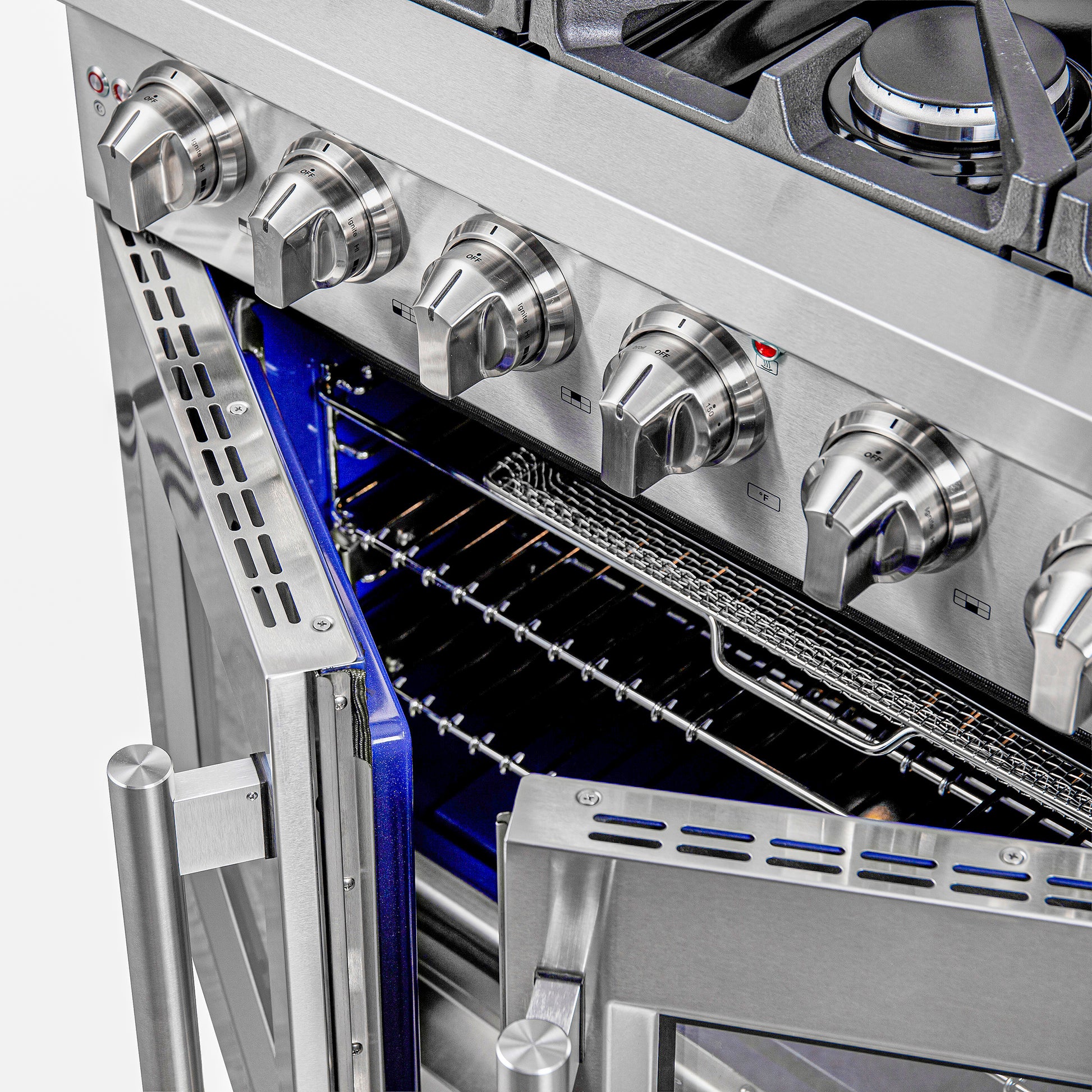 Cuisinière au gaz Forno Massimo 36 pouces à installation libre avec porte française, 6 brûleurs, four à convection, économe en énergie - Forno Appliances