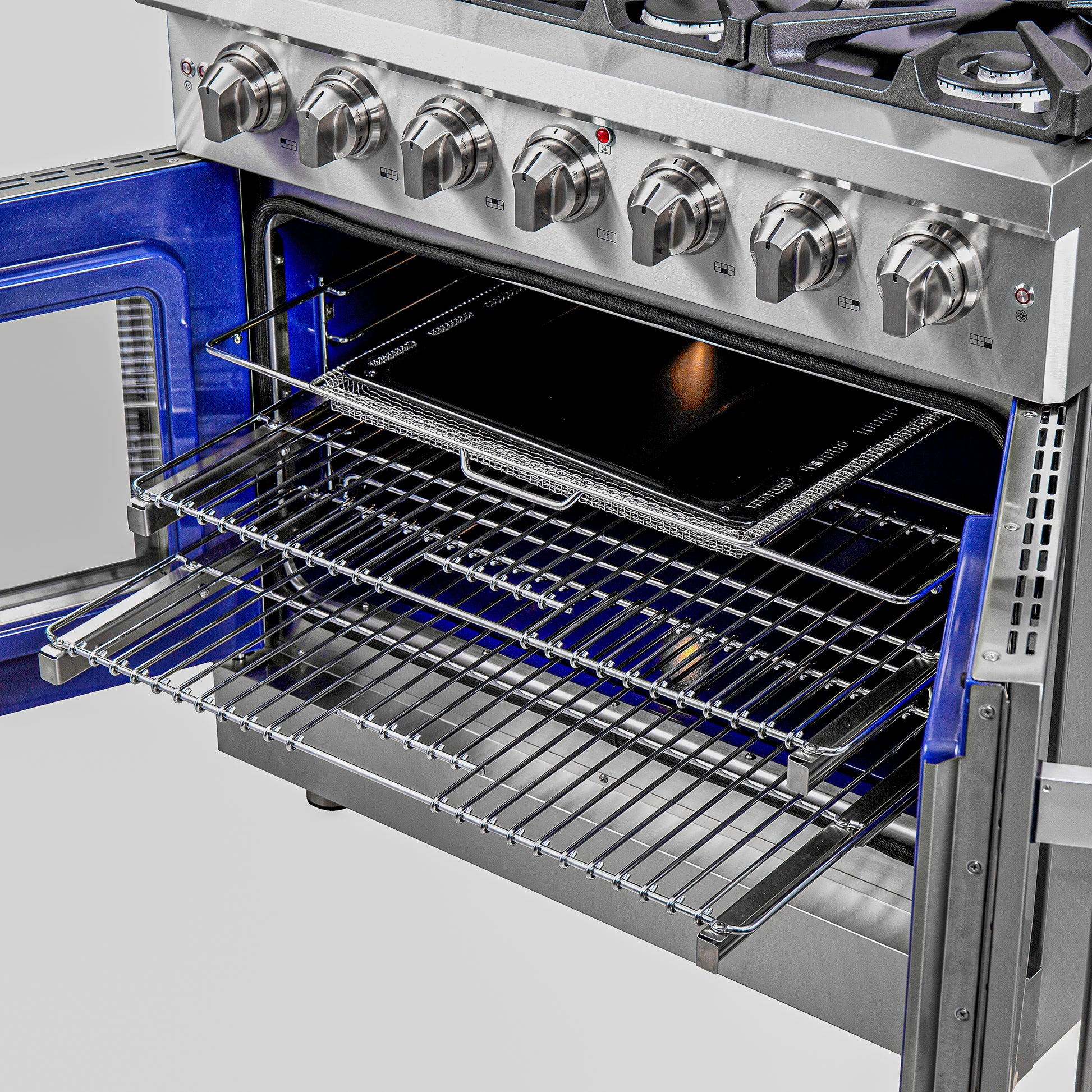 Forno Massimo cuisinière à gaz autonome à double porte française de 36 pouces, 6 brûleurs, four à convection, écoénergétique - Forno Appliances