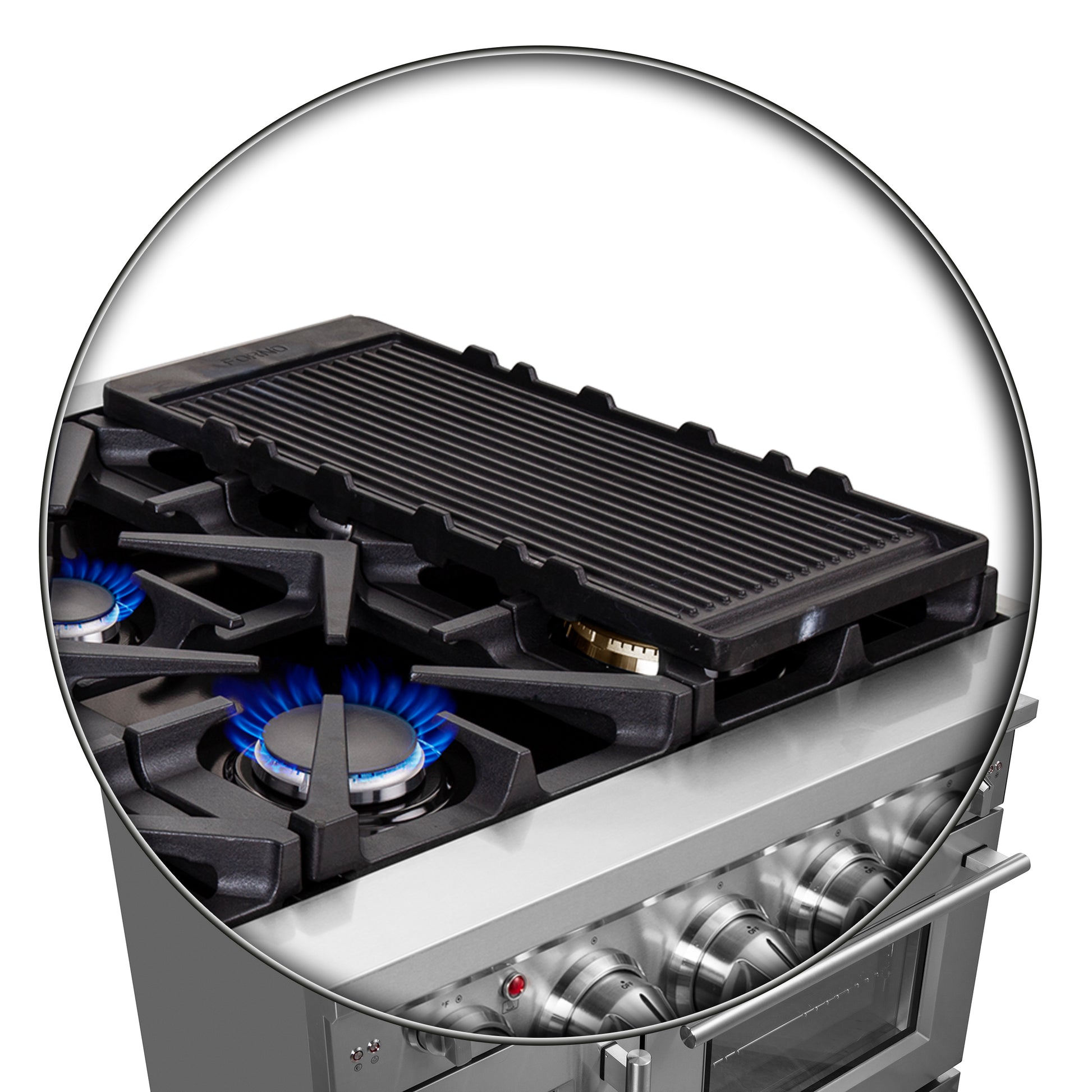 Forno Massimo 48-Inch Freestanding French Door Gas Range, 8 Burners, Convection Oven, Energy Efficient - Forno Appliances