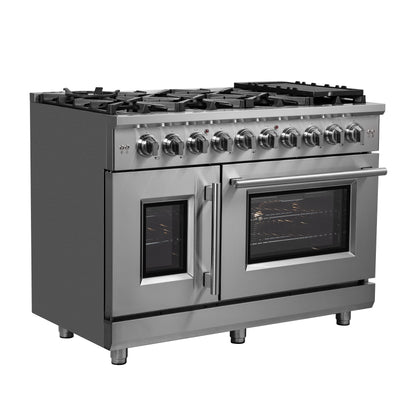 Forno Massimo 48-Inch Freestanding French Door Gas Range, 8 Burners, Convection Oven, Energy Efficient - Forno Appliances