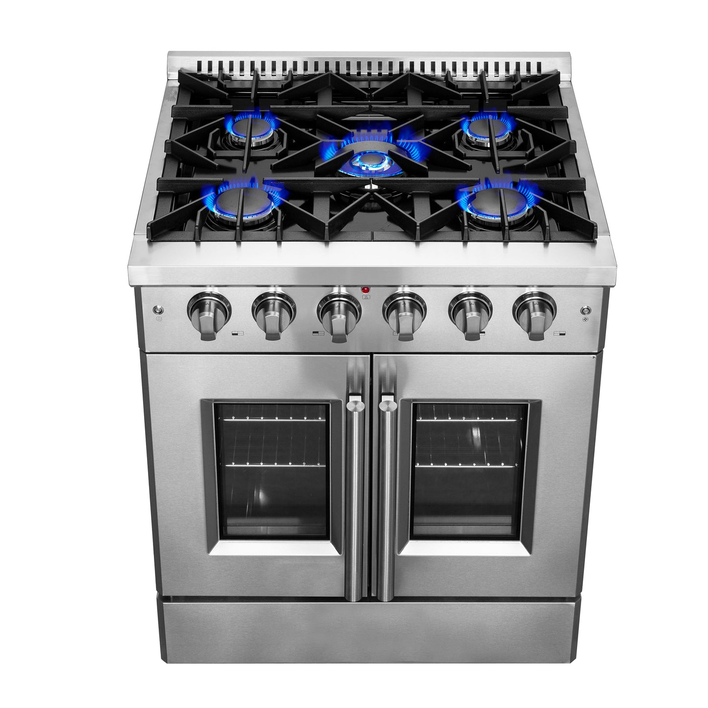 Forno Galiano 30-Inch Freestanding French Door Gas Range, 5 Burners, Convection Oven, Energy Efficient - Forno Appliances