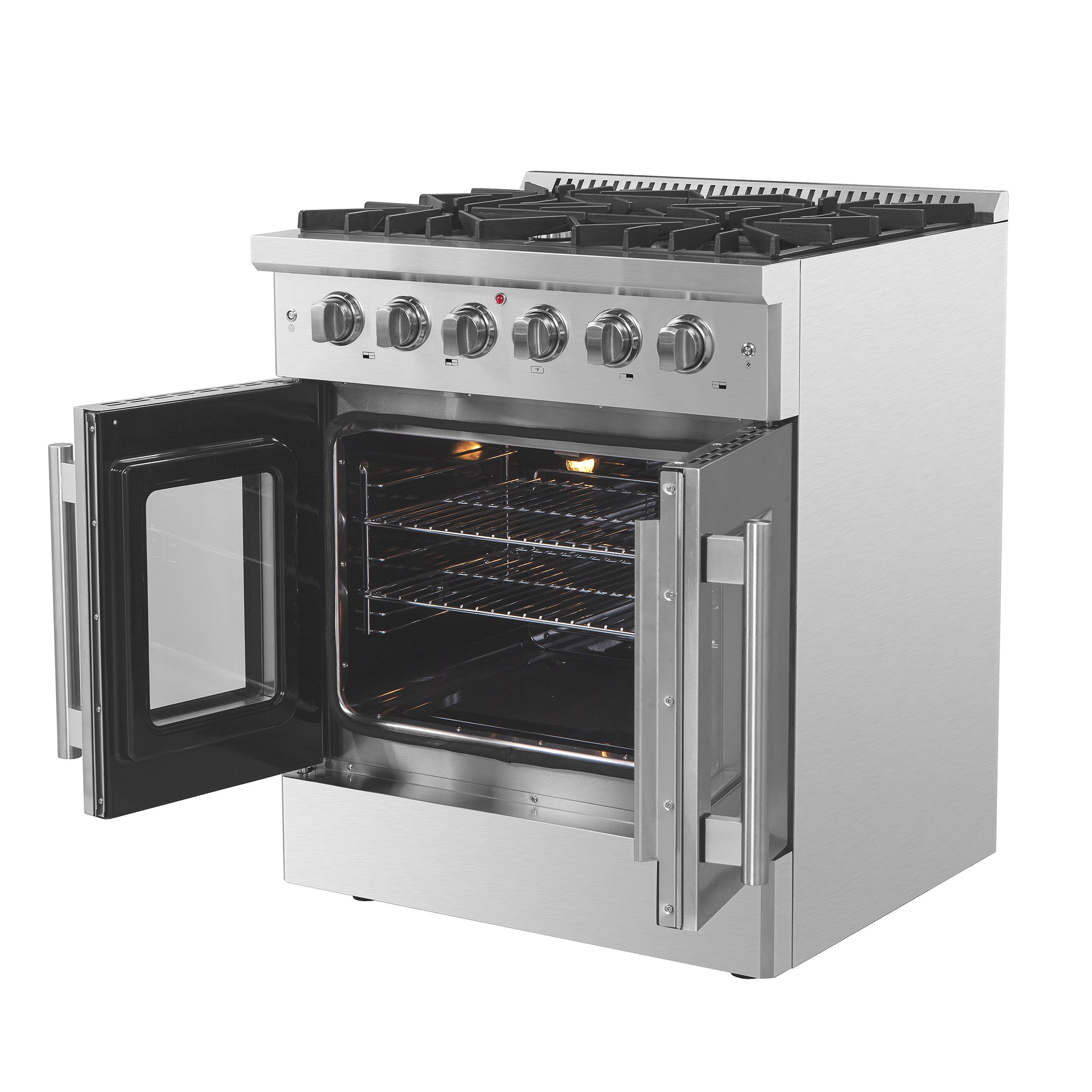 Forno Galiano 30-Inch Freestanding French Door Gas Range, 5 Burners, Convection Oven, Energy Efficient - Forno Appliances