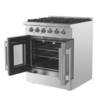 Forno Galiano 30-Inch Freestanding French Door Gas Range, 5 Burners, Convection Oven, Energy Efficient - Forno Appliances