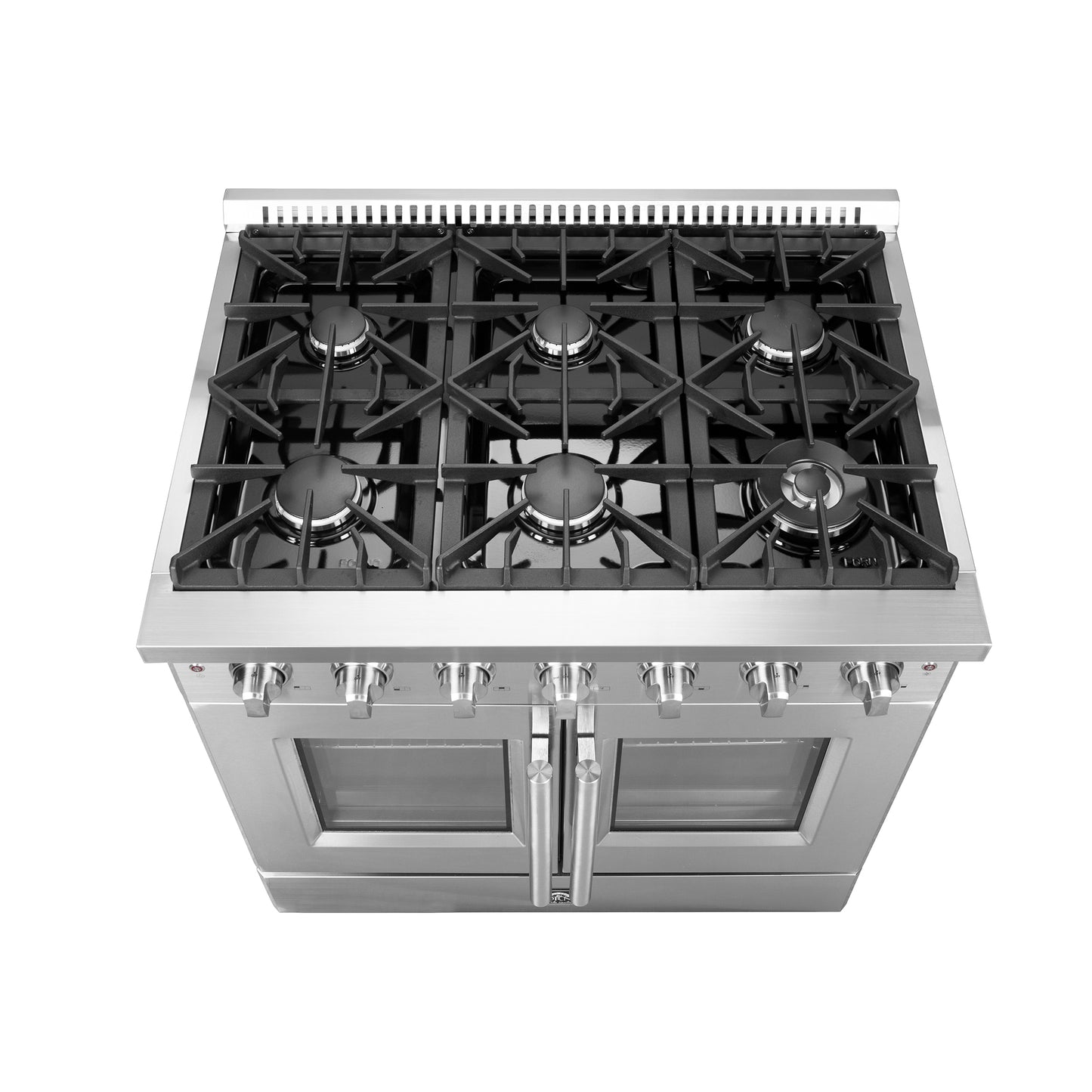 Forno Galiano 36-Inch Freestanding French Door Gas Range, 6 Burners, Convection Oven, Energy Efficient - Forno Appliances