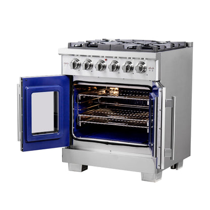 Cuisinière à gaz autonome Forno Capriasca de 30 pouces, 4 brûleurs, four à convection, économe en énergie - Forno Appliances