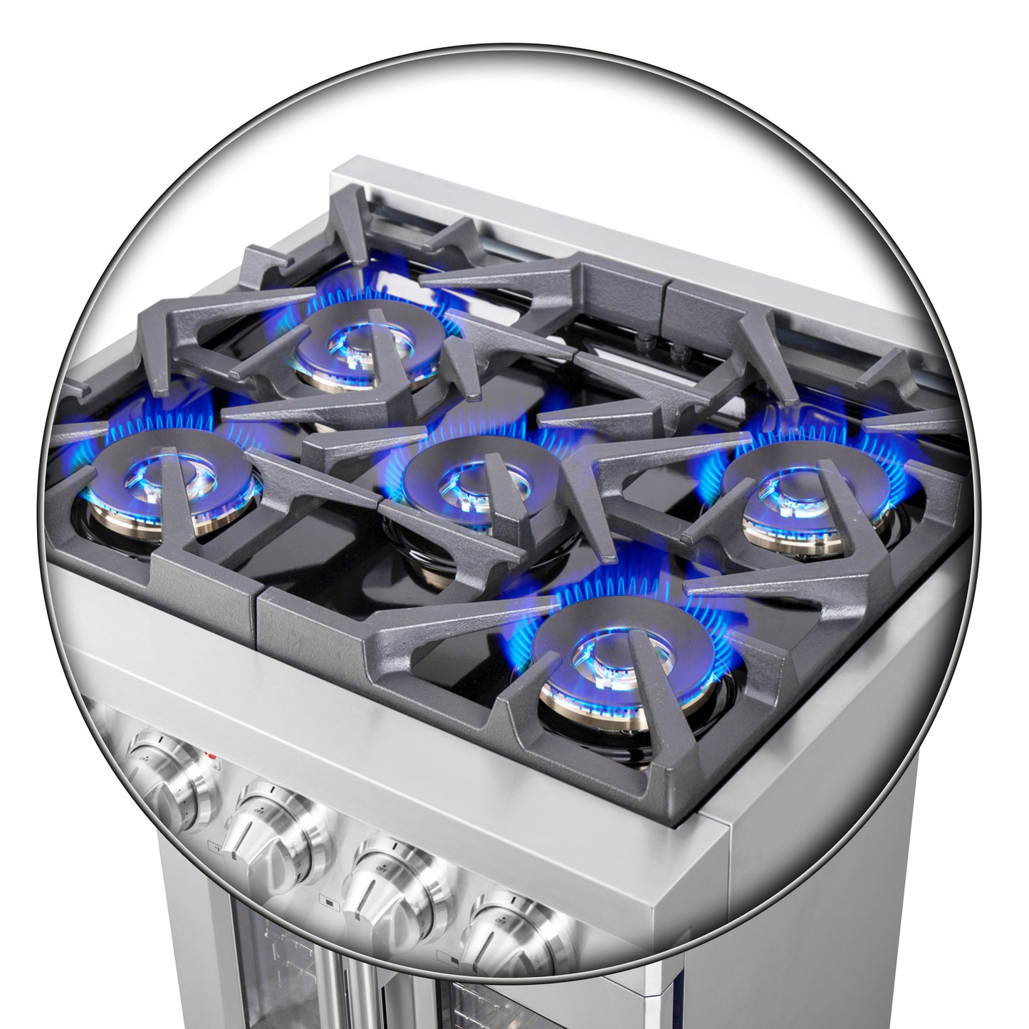 Cuisinière à gaz autoportante Forno Capriasca de 30 pouces avec porte française, 4 brûleurs, four à convection, économe en énergie - Forno Appliances