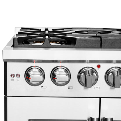 Cuisinière à gaz autonome Forno Capriasca de 30 pouces, portes françaises, 4 brûleurs, four à convection, économe en énergie - Forno Appliances