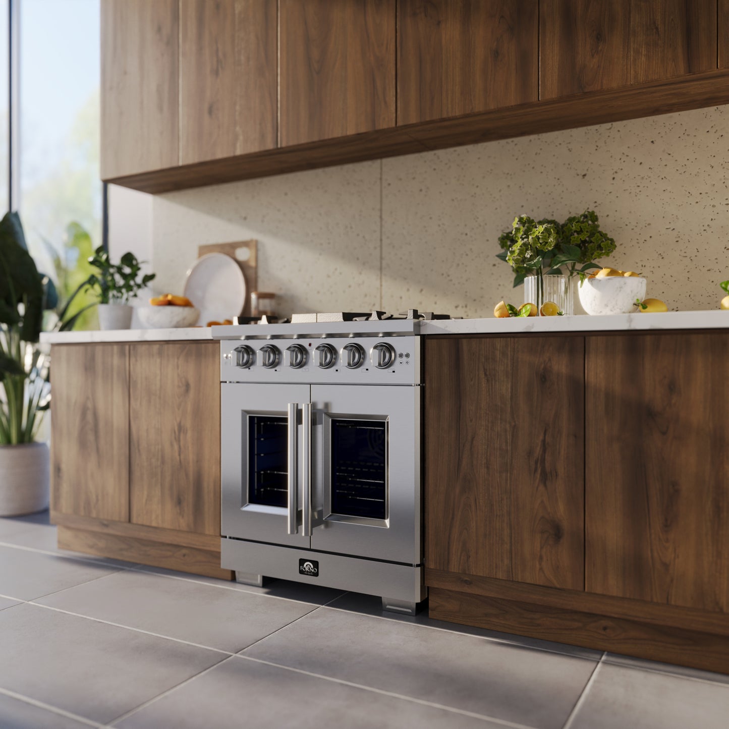 Forno Capriasca, cuisinière à gaz indépendante de 30 pouces à double porte française, 4 brûleurs, four à convection, économe en énergie - Forno Appliances