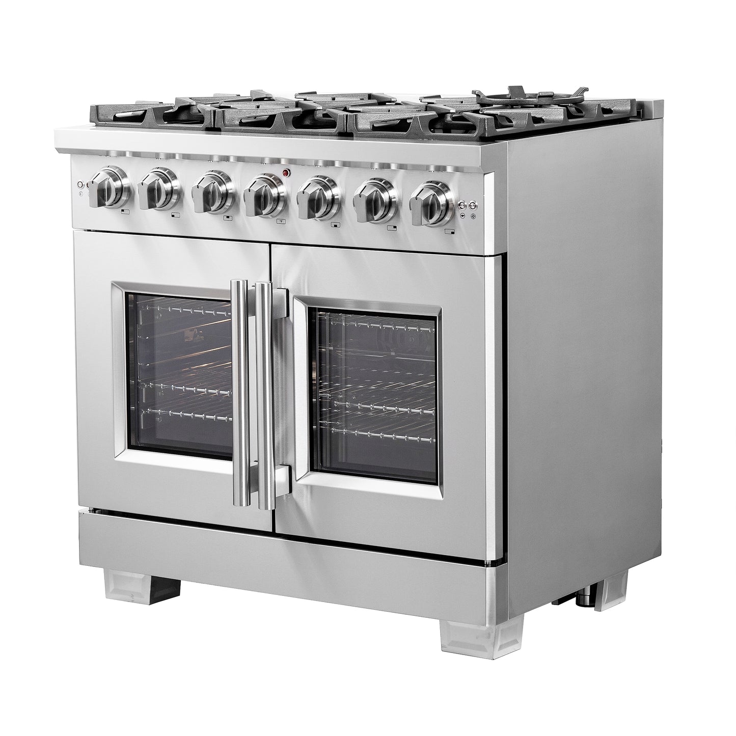Forno Capriasca 36-Inch Freestanding French Door Gas Range, 6 Burners, Convection Oven, Energy Efficient - Forno Appliances