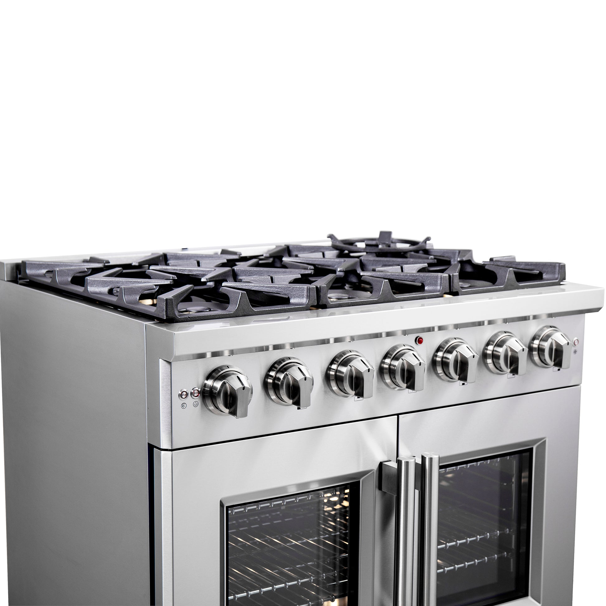 Forno Capriasca 36-Inch Freestanding French Door Gas Range, 6 Burners, Convection Oven, Energy Efficient - Forno Appliances