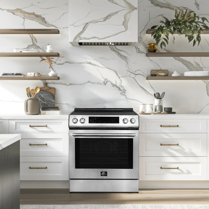 FORNO Premium 2-Piece Kitchen Bundle - Donatello 30" Induction Range, Guardia 46.8" Bottom Freezer Refrigerator - FBDL-008-01CAUS - Forno Appliances