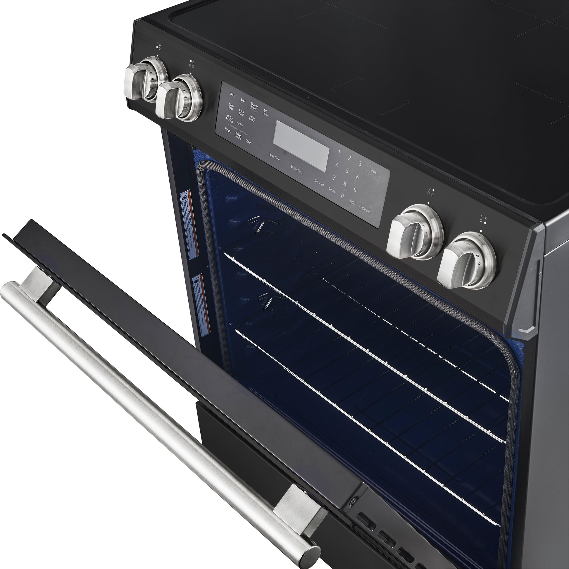 Forno Donatello Espresso 30-Inch Slide-In Black Induction Range, Convection Oven, 5 Cooking Zones, Touch Control Panel - Forno Appliances