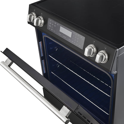 Forno Donatello Espresso 30-Inch Slide-In Black Induction Range, Convection Oven, 5 Cooking Zones, Touch Control Panel - Forno Appliances