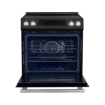 Forno Donatello Espresso 30-Inch Slide-In Black Induction Range, Convection Oven, 5 Cooking Zones, Touch Control Panel - Forno Appliances
